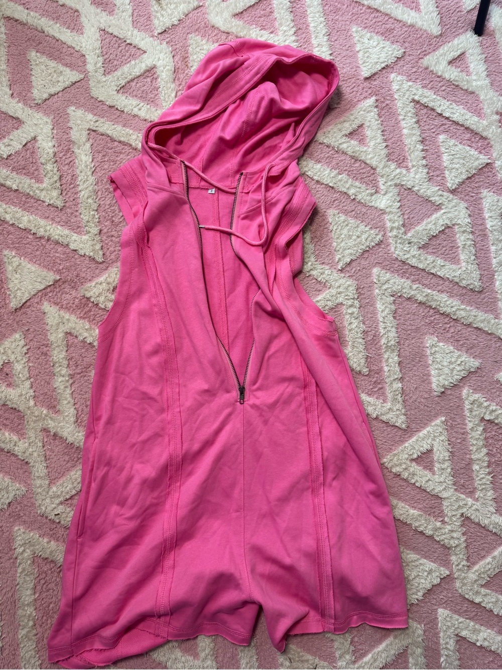 Sleeveless Hooded Pink Romper